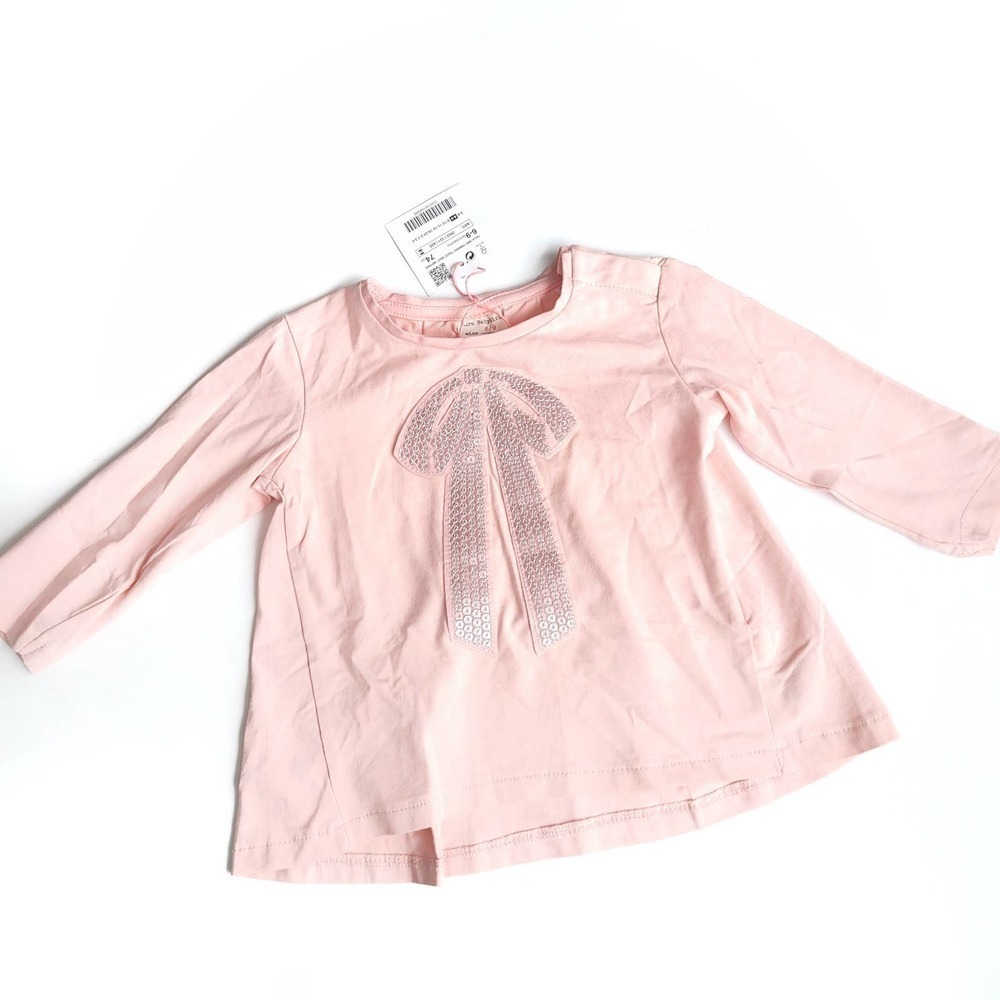 New Zara Pink Sequin Top Bow Valentines